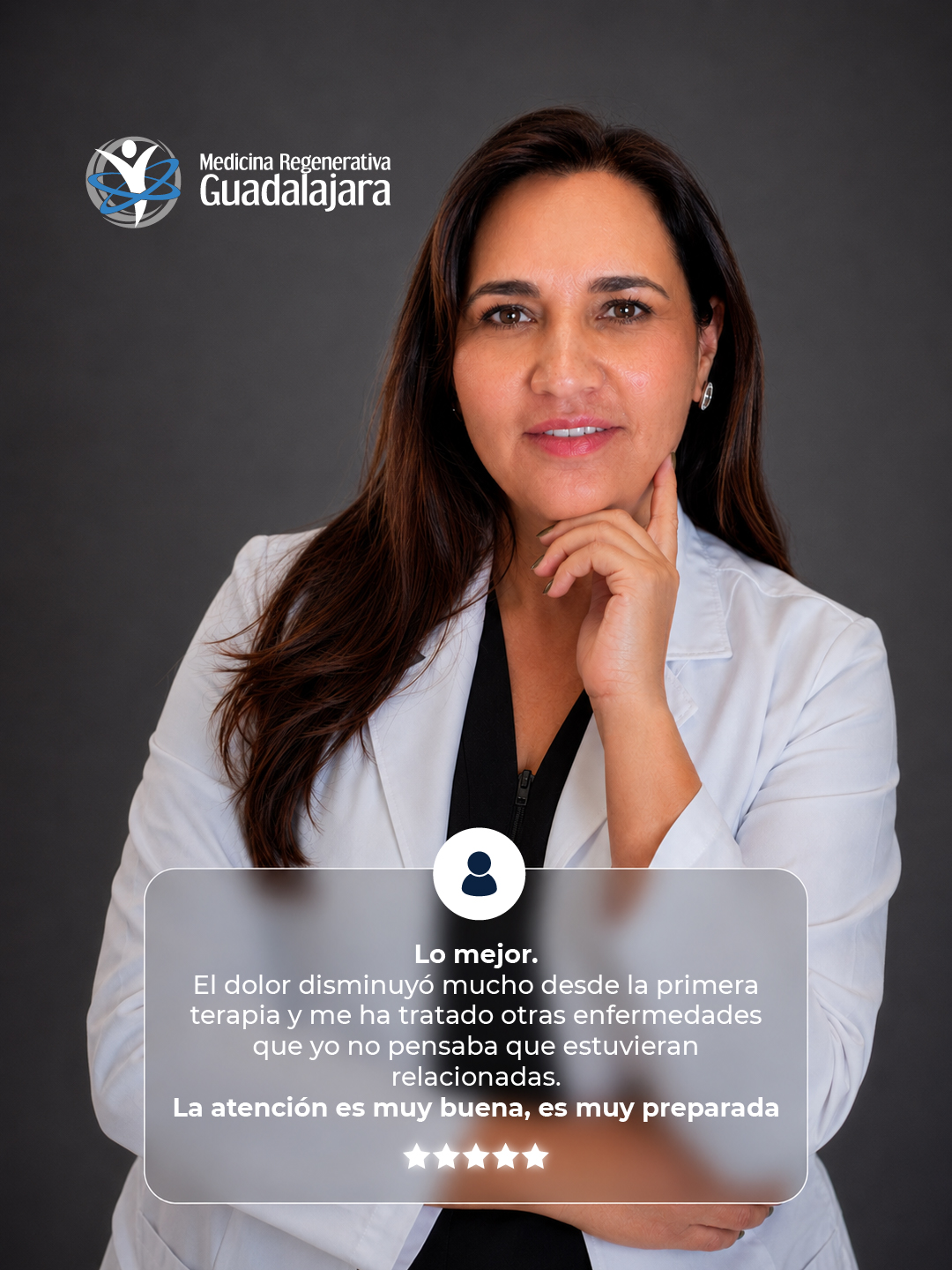 Testimonio de paciente: el dolor disminuyó mucho desde la primera terapia; la atención es muy buena