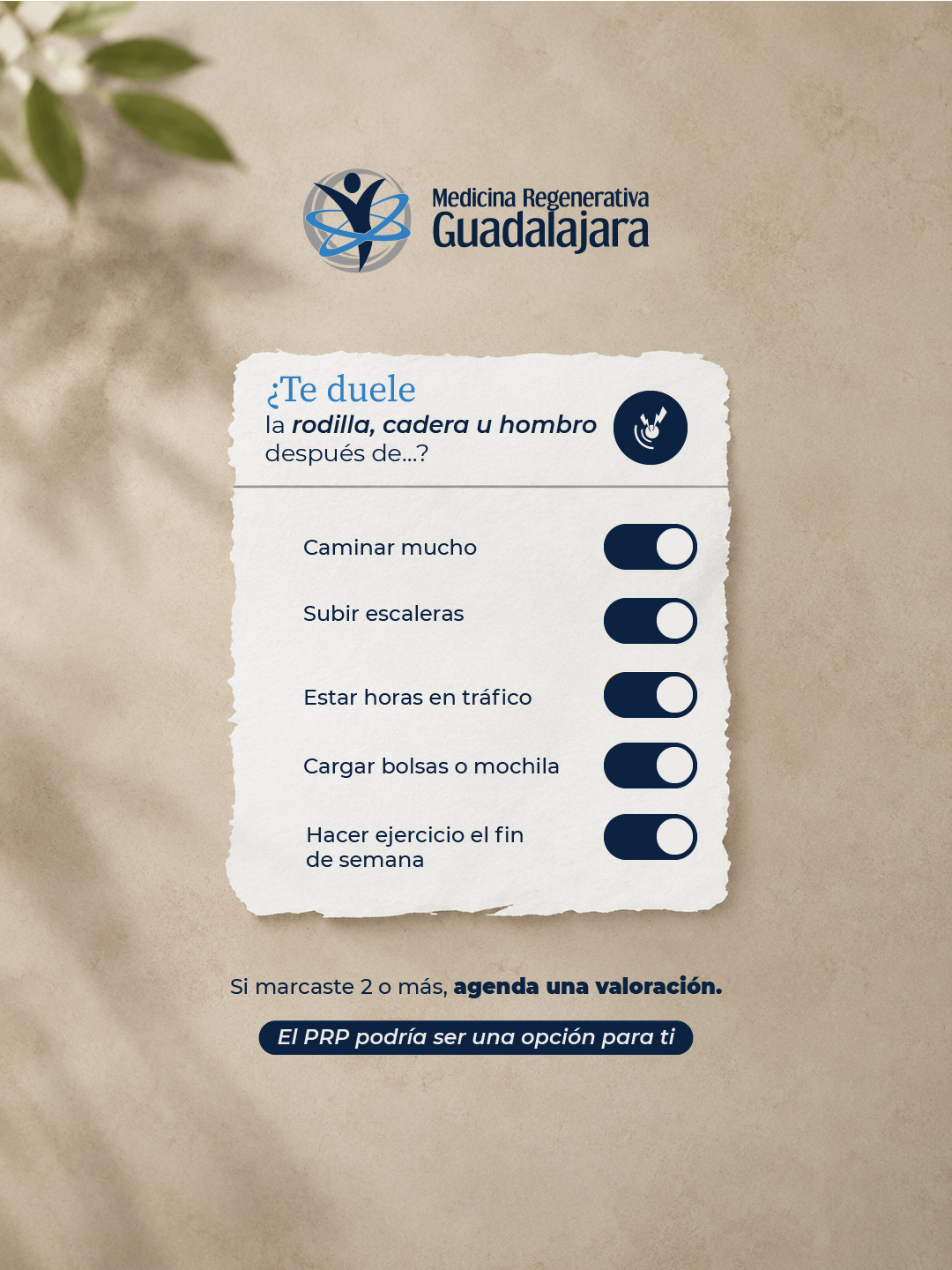 Dolor de rodilla, cadera u hombro al caminar, subir escaleras o cargar peso: señales para agendar una valoración